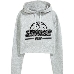 Grey Cropped Brooklyn Hoodie